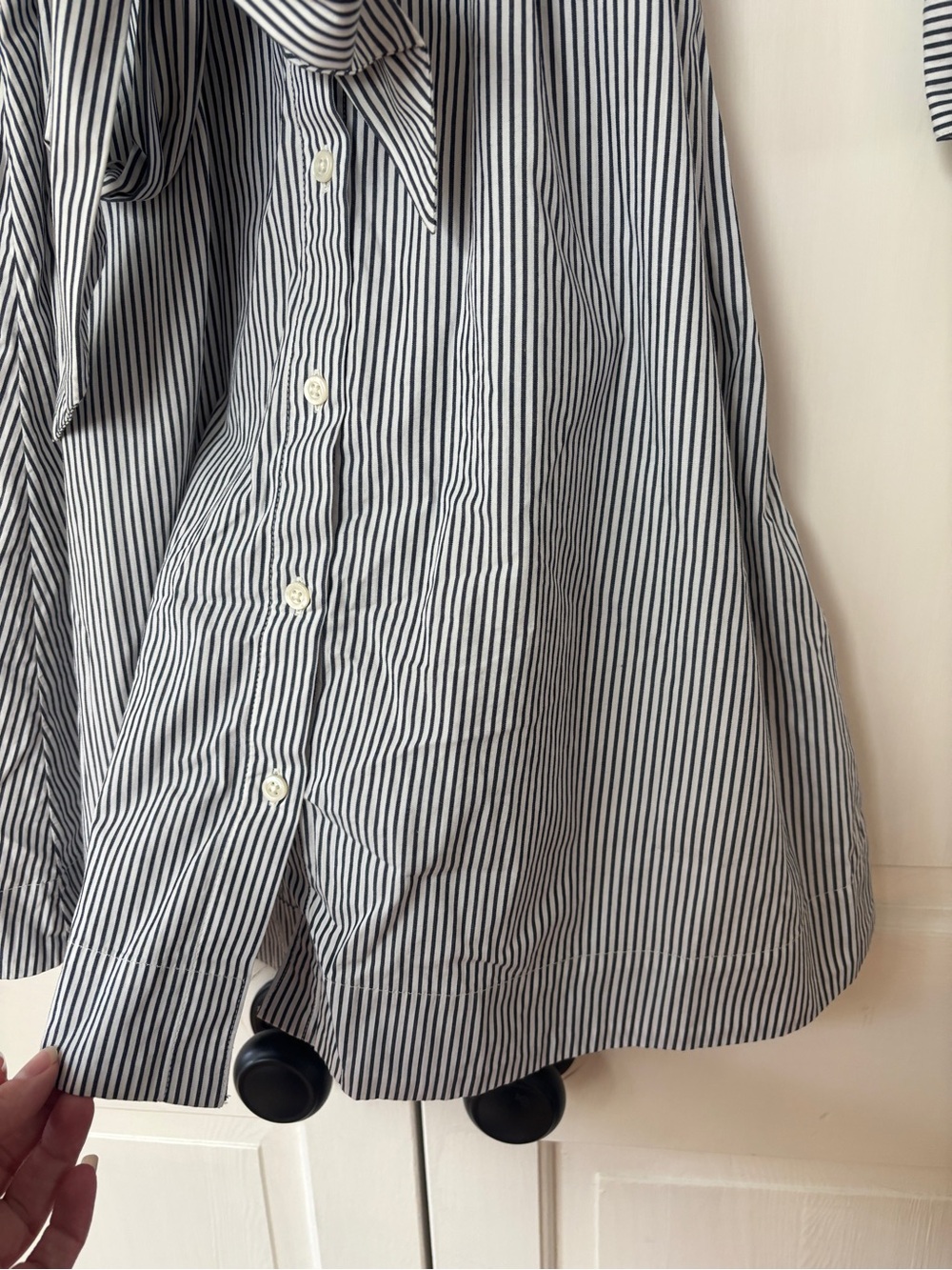 NEW J. Crew Striped Button Up Front Shirtdress Belt Waist Tie Navy White Size 4 - Picture 8 of 14